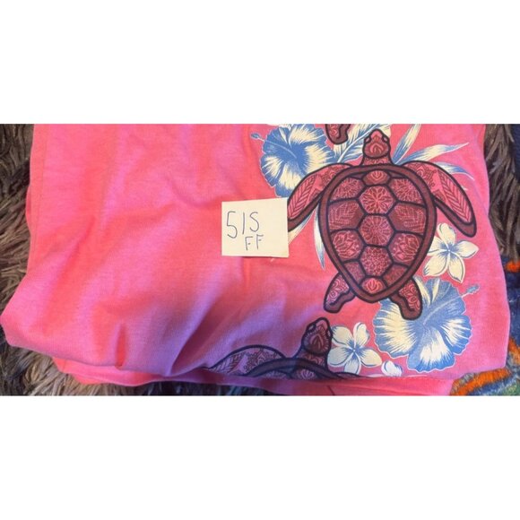 Charleston Beach FL Pink Turtle Print Graphic Tee Gildan Cotton Blend Size L - Picture 6 of 7